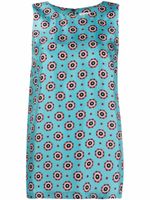 Alberto Biani blouse imprimée en soie à design sans manches - Bleu
