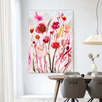 Urban Cotton Wandkleed 'Spring Flowers' 145 x 190cm in Frame - black
