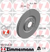 Remschijf COAT Z ZIMMERMANN, Remschijftype: Binnen geventileerd, u.a. für Seat, VW, Audi, Skoda