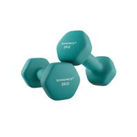 Hexagon dumbbells voor thuis met neopreen coating, Donkergroen / 2 x 3 kg