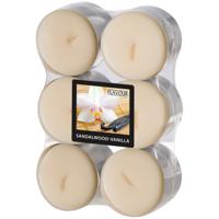 Geur theelichtjes/waxinelichtjes - Maxi - 12x - Sandalwood-vanilla aroma - 8 branduren