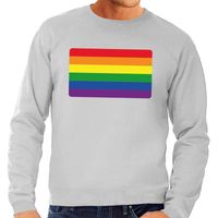 Gay pride regenboog vlag sweater grijs voor heren - thumbnail