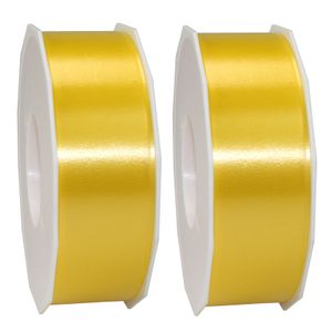 3x XL hobby/decoratie gele kunststof sierlinten 4 cm/40 mm x 91 meter