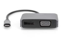 Digitus DA-70827 DisplayPort / RGB / USB-C Adapter [1x USB-C - 2x DisplayPort bus, VGA-bus] Zwart Afgeschermd, Rond 0.2 m - thumbnail