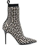 Balmain bottes pointues à motif monogrammé en jacquard - Tons neutres - thumbnail