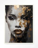 Urban Cotton Wandkleed 'Golden Girl' 145 x 190cm in Floating Frame - off white