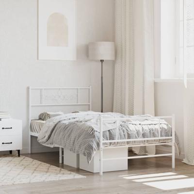 Bedframe met hoofd- en voeteneinde metaal wit 90x200 cm