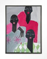 Urban Cotton Wandkleed 'We Are Family' 145 x 190cm in Floating Frame - black