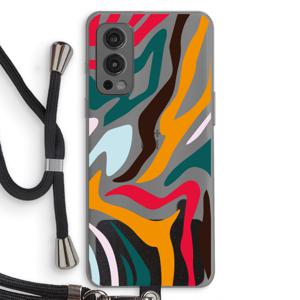 Colored Zebra: OnePlus Nord 2 5G Transparant Hoesje met koord