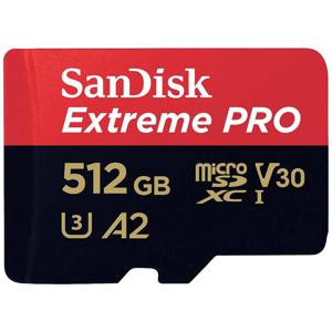 SanDisk Extreme PRO microSDXC-kaart 512 GB Class 10, UHS-I, v30 Video Speed Class Schokbestendig, Waterdicht