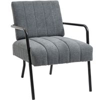 HOMCOM accent stoel eetkamerstoel met armleuningen fauteuil gestoffeerde stoel slaapbank voor woonkamer slaapkamer metaal fluweelachtig polyester