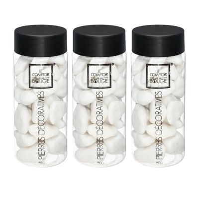 3x Potjes grote decoratie/hobby stenen wit 750 gram