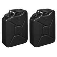 Set van 2x stuks metalen jerrycan zwart voor brandstof 20 liter - thumbnail