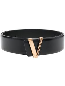 Versace ceinture en cuir à boucle logo - Noir