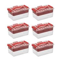 Q-line opbergbox met inzet 6L rood - Set van 6