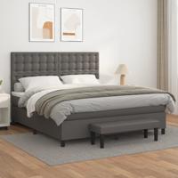 Boxspring met matras kunstleer grijs 160x200 cm