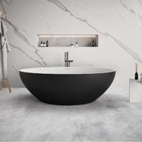 Ligbad Vrijstaand Ideavit Solidellipse 180x88x55 cm Solid Surface Mat Zwart Ideavit