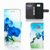 Samsung Galaxy S6 | S6 Duos Hoesje Orchidee Blauw - Cadeau voor je Moeder - thumbnail