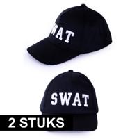 Politie SWAT baseball cap pet - 2x - verkleedkleding - volwassenen - hoedje - carnaval accessoires