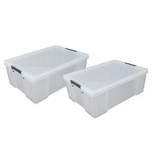 2x stuks Allstore opbergboxen - 51 liter - Transparant - 66 x 44 x 23 cm