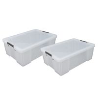 2x stuks Allstore opbergboxen - 51 liter - Transparant - 66 x 44 x 23 cm - thumbnail