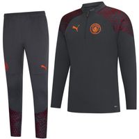 PUMA Manchester City Trainingspak 1/4-Zip 2023-2024 Kids Donkergrijs Oranje - thumbnail