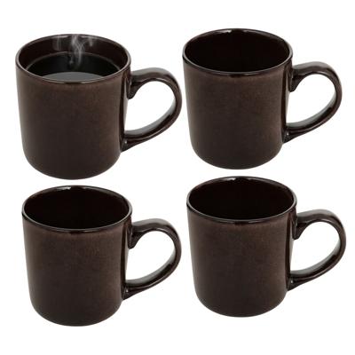 Secret de gourmet Koffiemok - 4x - bruin - keramiek - 420 ml - beker