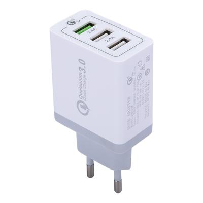 3 USB poorten (3A + 2.4A + 2.4A) snelle Lader QC 3.0 reislader EU stekker, Voor iPhone, iPad, Samsung, HTC, Sony, Nokia, LG nl andere Smartphones