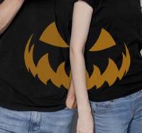 Koppels t-shirts Koppel halloween t-shirt met enge glimlach