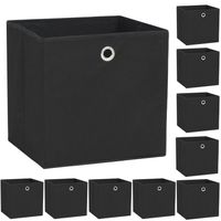 vidaXL Opbergboxen 10 st 32x32x32 cm nonwoven stof zwart - thumbnail