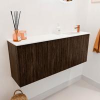 Toiletmeubel Mondiaz Joya | 100 cm | Meubelkleur Walnut | Faye wastafel Talc Rechts | 1 kraangat Toiletmeubel Mondiaz Joya | 100 cm | Meubelkleur Walnut | Faye wastafel Talc Rechts | 1 kraangat