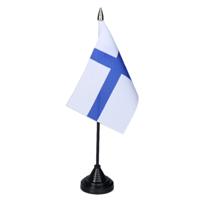 Vlag Finland tafelvlaggetjes - 1x stuks - 10 x 15 cm vlag - met zwarte standaard - versiering