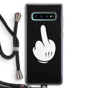 Middle finger black: Samsung Galaxy S10 Plus Transparant Hoesje met koord