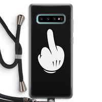 Middle finger black: Samsung Galaxy S10 Plus Transparant Hoesje met koord