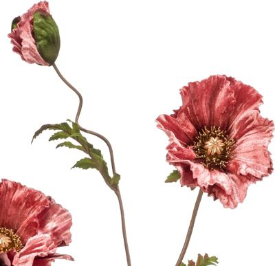 Poppy spray x3 glamour pink 87 cm kunstplant - Emerald