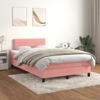 Boxspring met matras fluweel roze 120x200 cm
