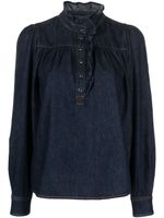 Ba&Sh blouse en jean à col volanté - Bleu