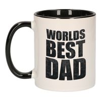 Worlds best dad mok / beker zwart wit 300 ml - Cadeau mokken - Papa/ Vaderdag - thumbnail