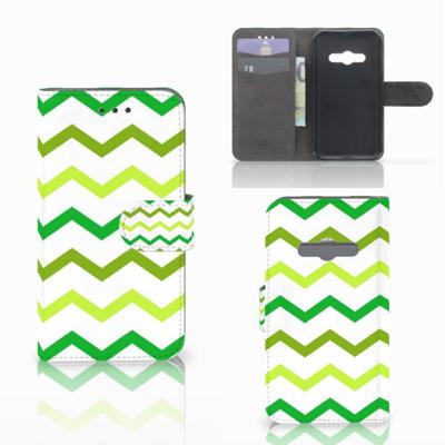Samsung Galaxy Xcover 3 | Xcover 3 VE | Telefoon Hoesje | Zigzag Groen | Portemonnee hoesje