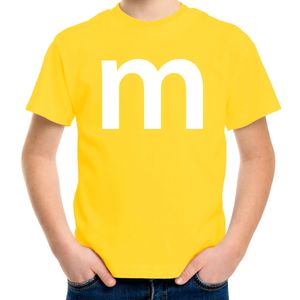 Letter M verkleed/ carnaval t-shirt geel voor kinderen