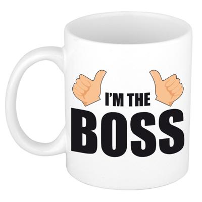 Im the Boss - tekst koffiemok - beker - wit en zwart - verjaardag / collega cadeau - De Baas