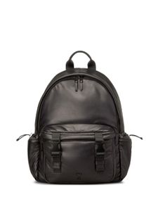 AMI Paris logo-plaque leather backpack - Noir