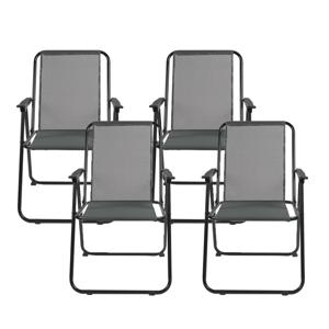 Home Deco Factory camping/strand stoel - 4x - aluminium - inklapbaar - grijs - L51 x B60 x H70 cm