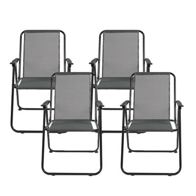 Home Deco Factory camping/strand stoel - 4x - aluminium - inklapbaar - grijs - L51 x B60 x H70 cm