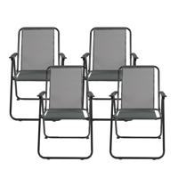 Home Deco Factory camping/strand stoel - 4x - aluminium - inklapbaar - grijs - L51 x B60 x H70 cm