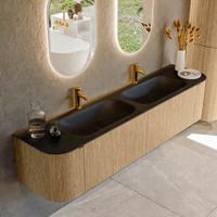 Badmeubel Mondiaz Kurve | 190 cm | Meubelkleur Oak | Wastafelkleur Urban | Dubbele spoelbak | 2 kraangaten
