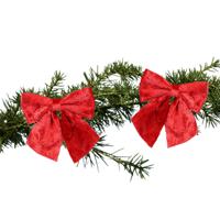 Kerst ornamenten strikken - 2x st - rood - 12 x 13 cm - kerstboomstrikjes