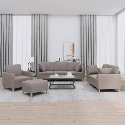 4-delige Loungeset met kussens stof taupe