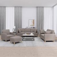 4-delige Loungeset met kussens stof taupe