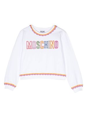 Moschino Kids sweat à logo imprimé - Blanc